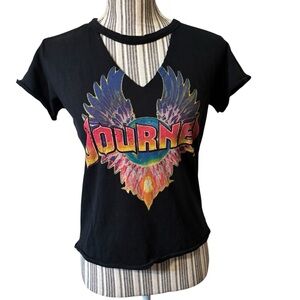Journey Tee Small Black Graphic Cutout Short Sleeves Distressed Retro Cotton